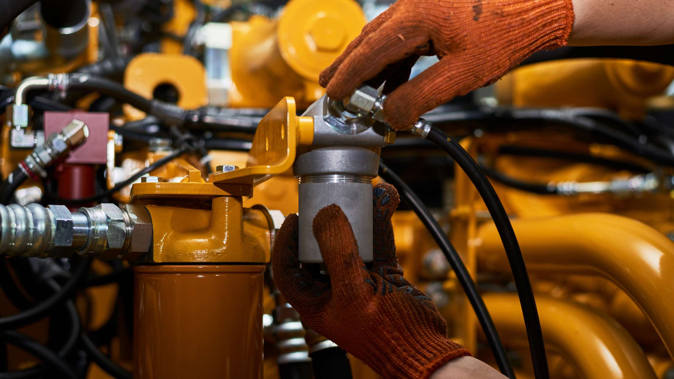hydraulic pipes maintenance on heavy industry machine